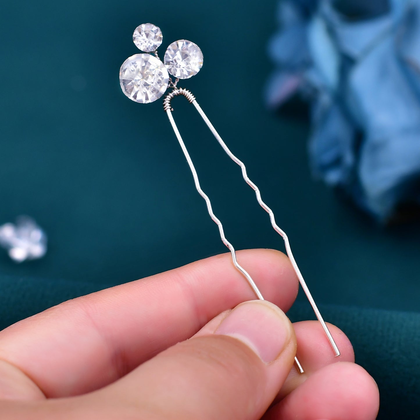 BRIDELLA BHP387-S5 Rhinestone Hair Pins Bridal Wedding Crystal Hairpiece Handmade Hair Jewelry Accessories Rhinestones Hair Clip