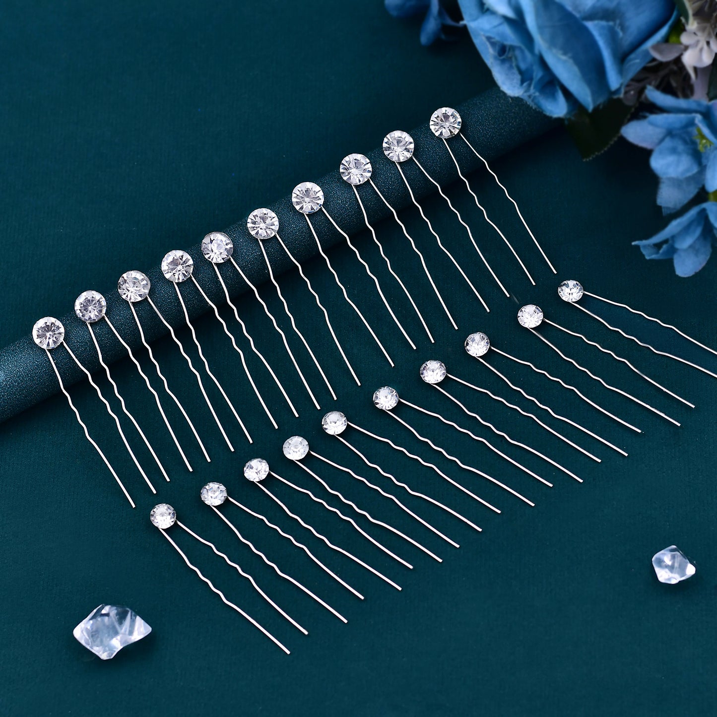 BRIDELLA BHP535 20pcs U Shape Hair Pin Rhinestone Bridal Headwear Girl Hairpin for Party Wedding Hair Accessories Woman Hair Clip