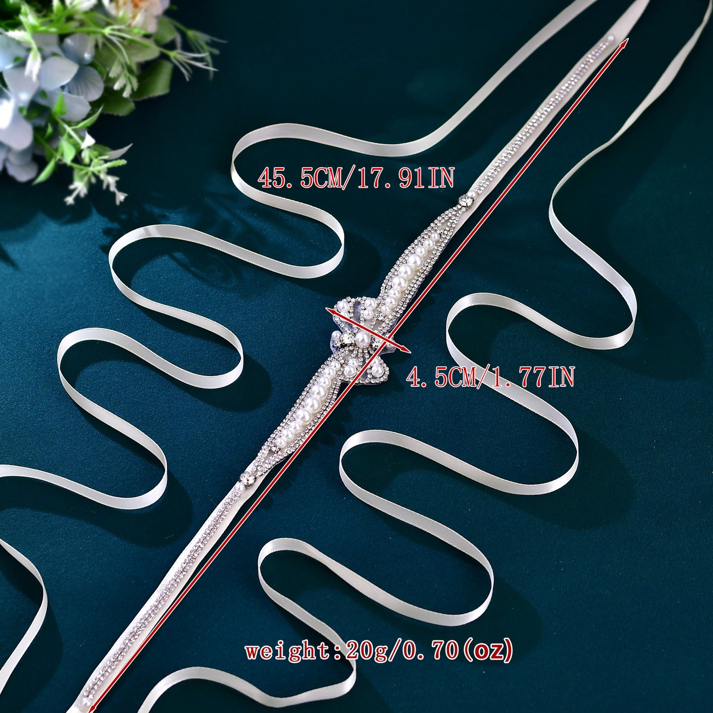 BRIDELLA BS97 Exquisite Bow Slimming Rhinestone Belt Compact And Fresh Silver Dress Belt