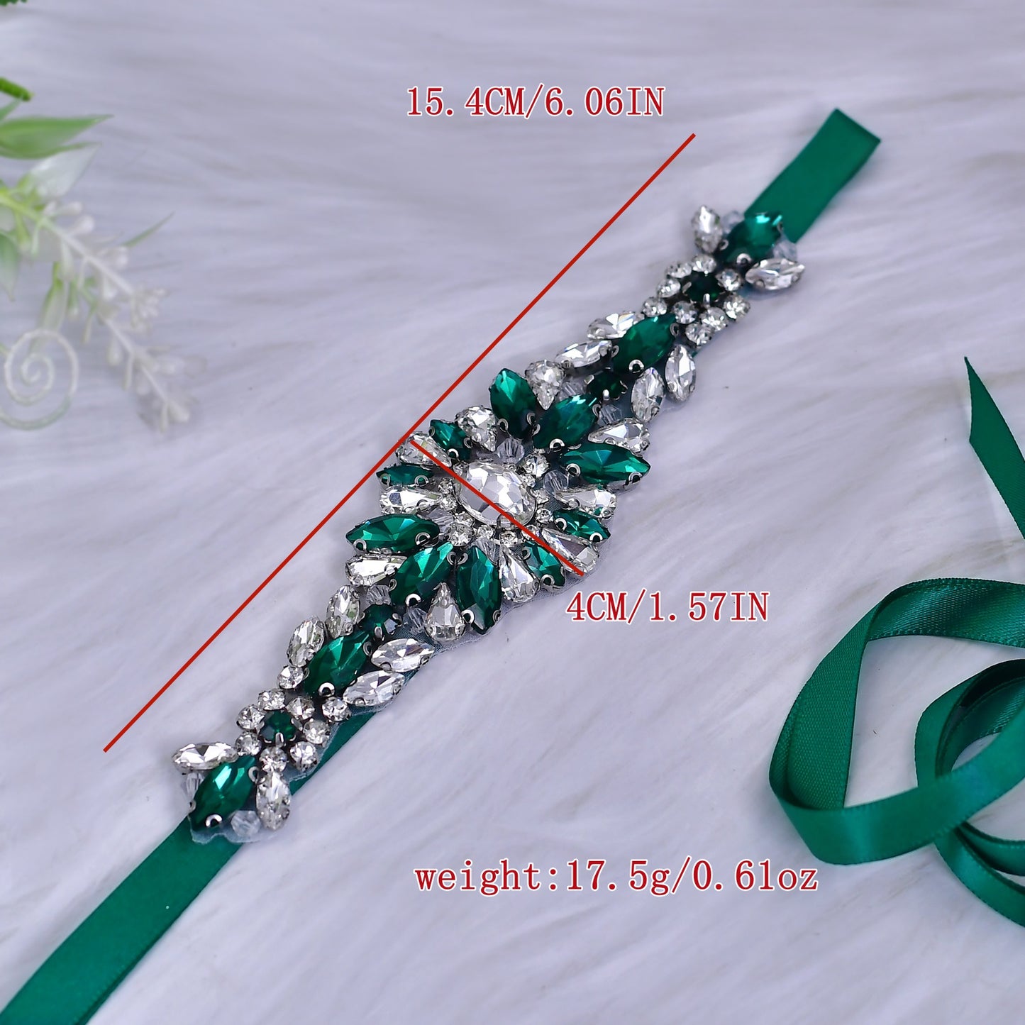 BRIDELLA BS142KL Vintage Emerald Crystal Fairy Tale Waist Accessory Extended Party And Dinner Belt