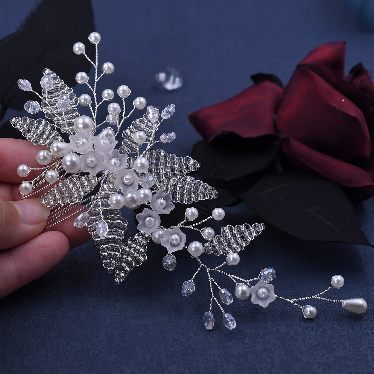 BRIDELLA BHP135 Pearl Woman Hair Comb Bridal Tiara Headdress Wedding Accessories Jewelry Bride Hair Clip Bridesmaid Headpiece