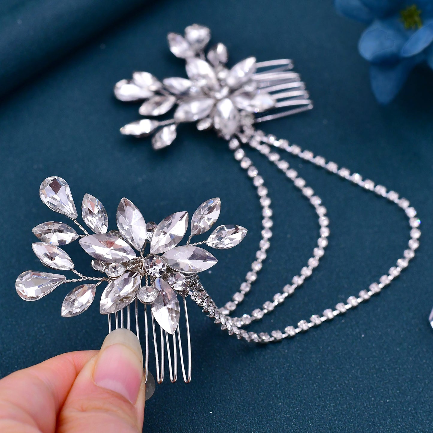 BRIDELLA BHP140 Bridal Headband with Combs Rhinestone Women Headdress Bridal Headpiece Wedding Hair Ornament Bride Head Chain
