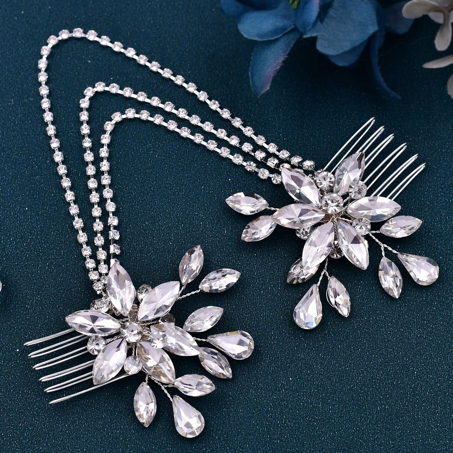 BRIDELLA BHP140 Bridal Headband with Combs Rhinestone Women Headdress Bridal Headpiece Wedding Hair Ornament Bride Head Chain