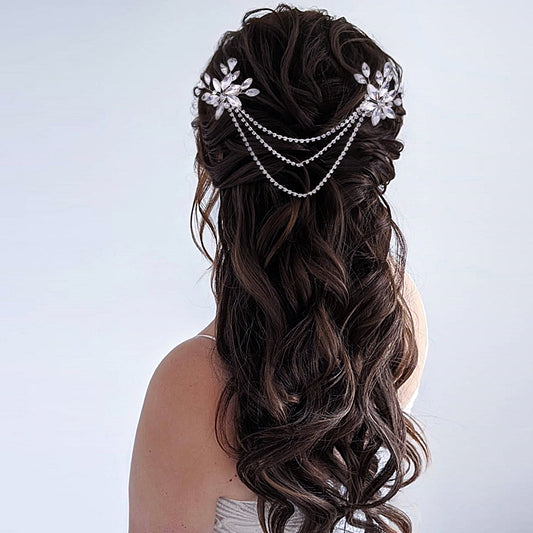 BHP140-S silver rhinestone hair comb