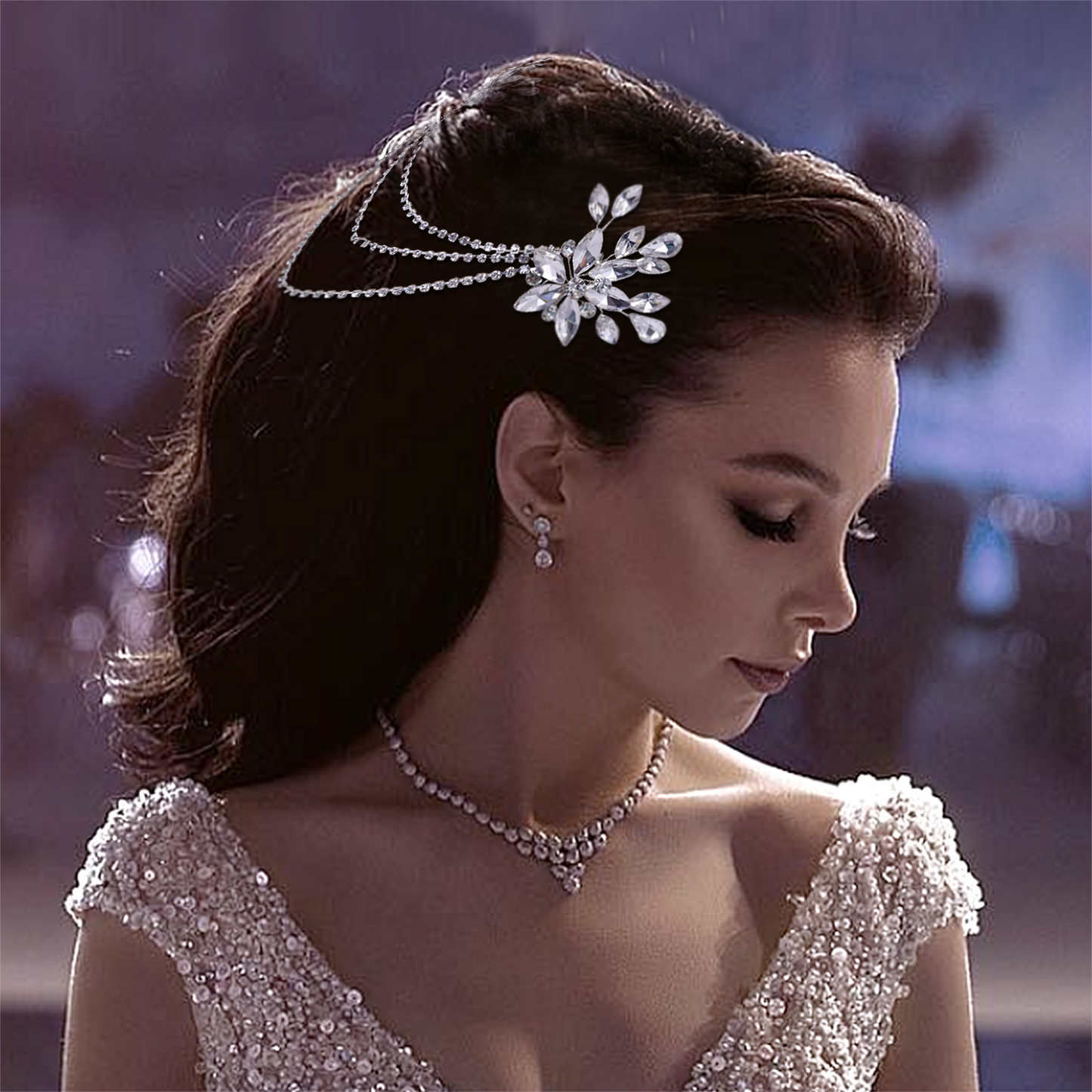 BRIDELLA BHP140 Bridal Headband with Combs Rhinestone Women Headdress Bridal Headpiece Wedding Hair Ornament Bride Head Chain