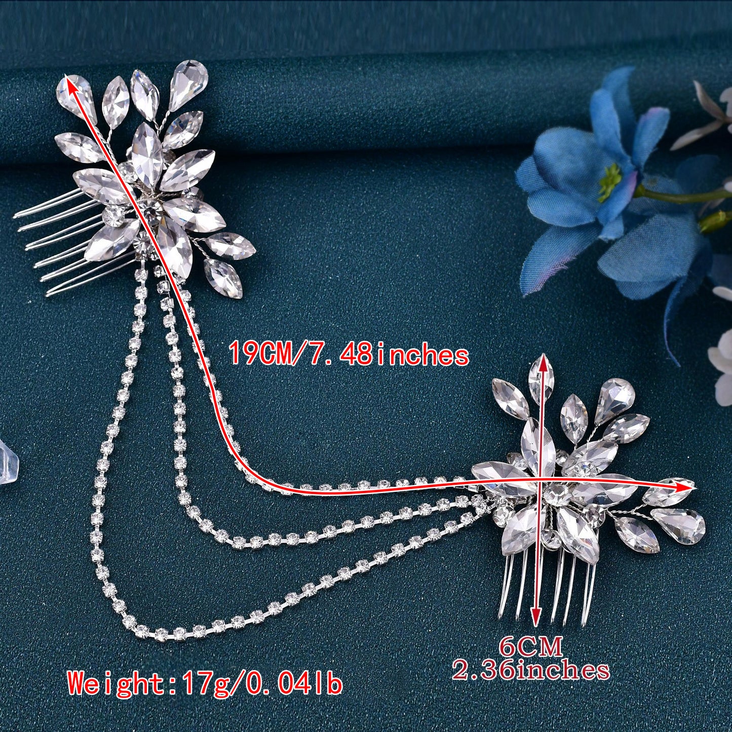 BRIDELLA BHP140 Bridal Headband with Combs Rhinestone Women Headdress Bridal Headpiece Wedding Hair Ornament Bride Head Chain