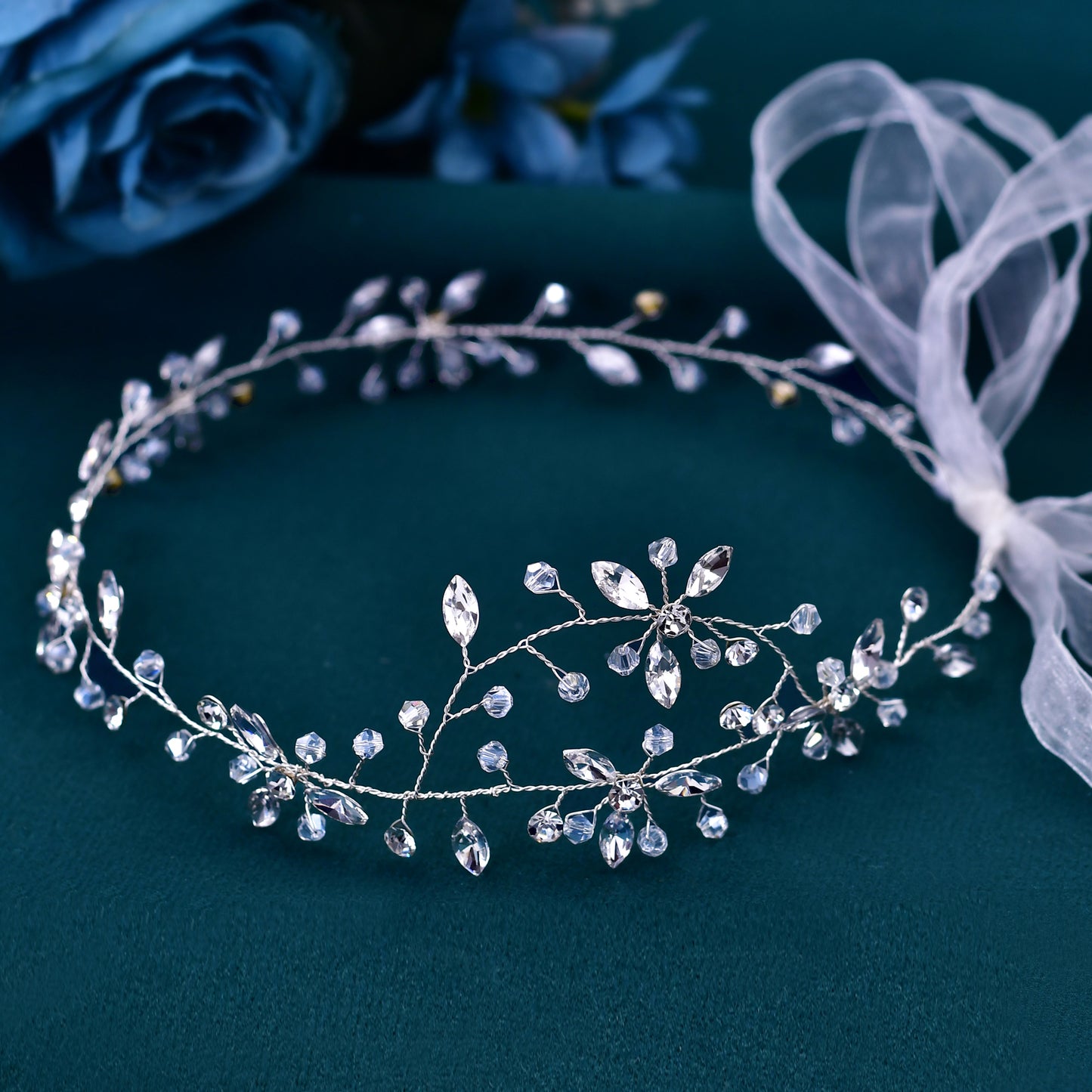BRIDELLA BHP142 Rhinestone Headband for Girl Bridal Headwear Wedding Hairband Handmade Woman Hair Accessories Bridal Headdress