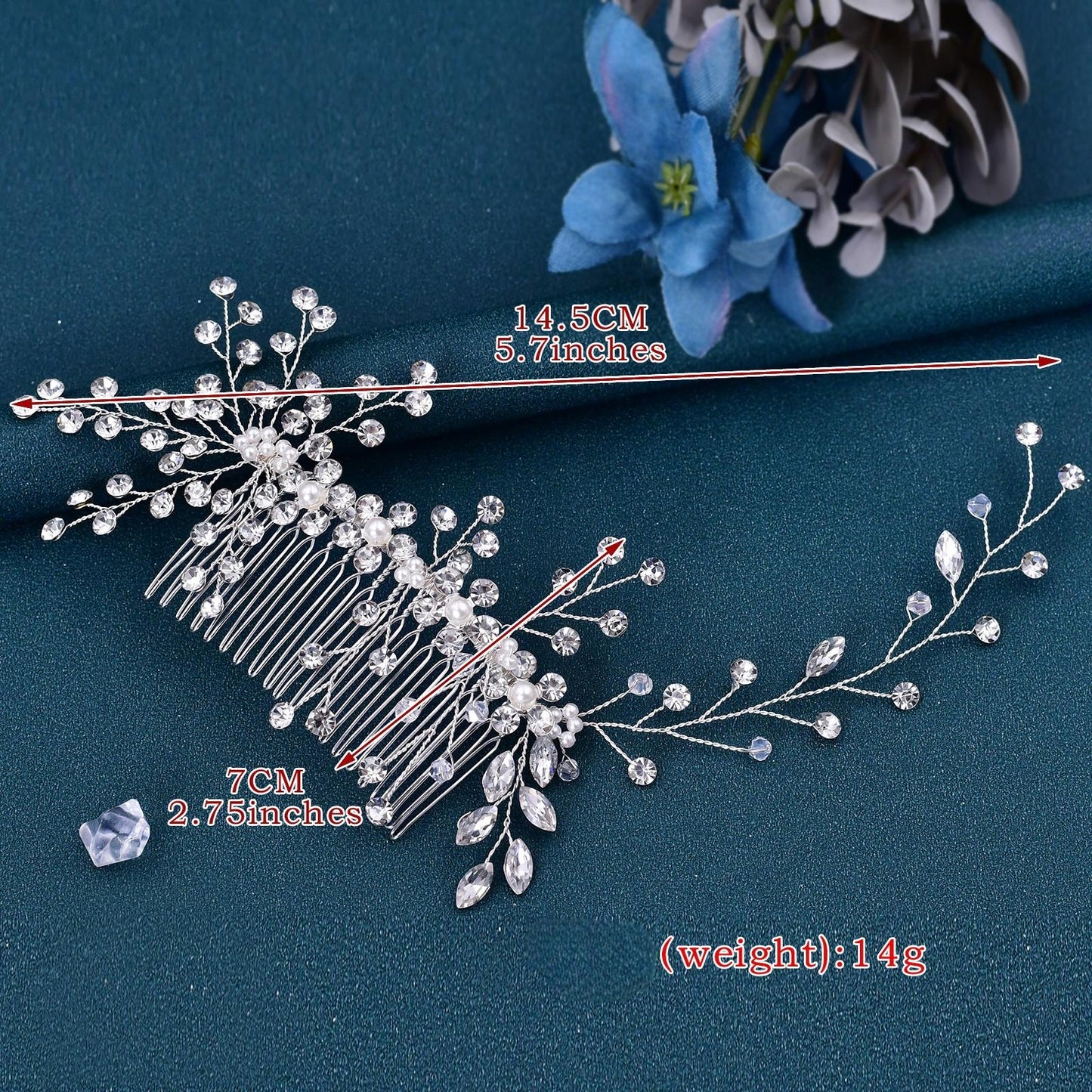 BRIDELLA BHP15 Bride Pearl Hair Comb Handmade Crystal Hair Piece for Women Bridal Wedding Hair Accessories Rhinestone Headwear