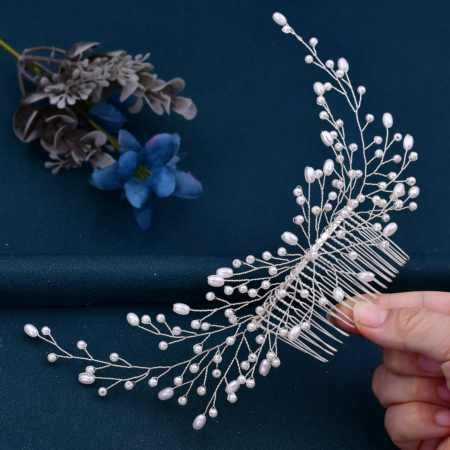 BRIDELLA BHP182 Wedding Comb Pearl Headwear Hair Clip Bride Hair Accessories Jewelry Handmade Bridal Girl Headpiece for Party