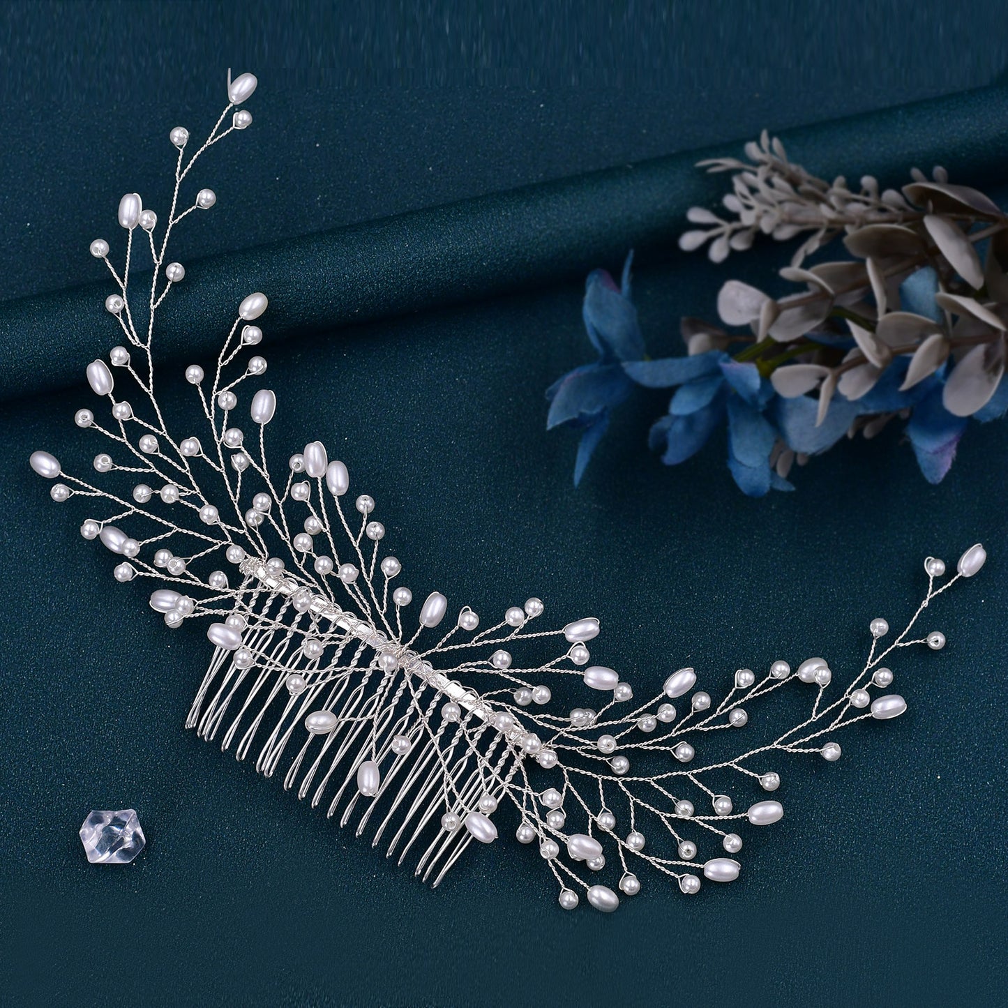 BRIDELLA BHP182 Wedding Comb Pearl Headwear Hair Clip Bride Hair Accessories Jewelry Handmade Bridal Girl Headpiece for Party