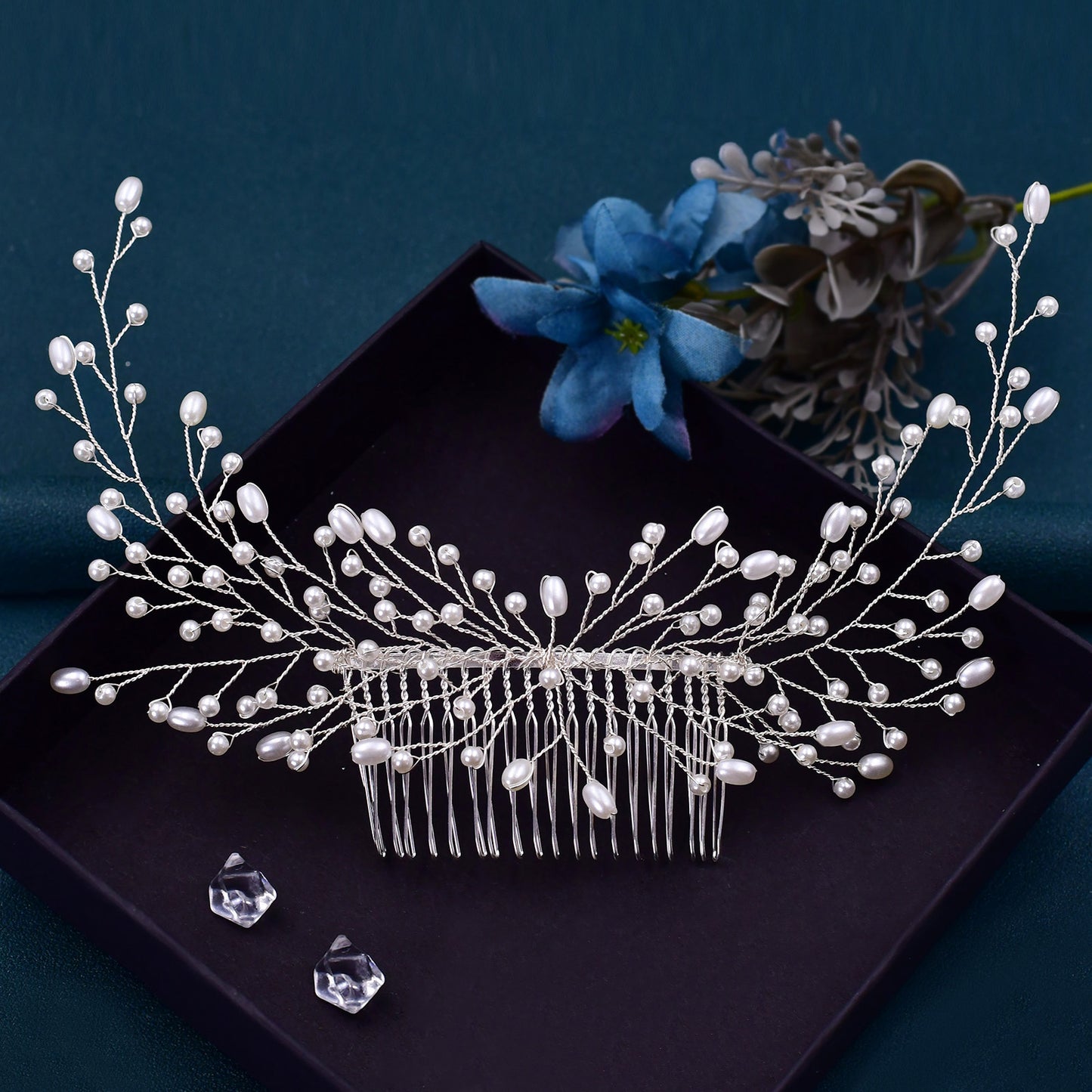 BRIDELLA BHP182 Wedding Comb Pearl Headwear Hair Clip Bride Hair Accessories Jewelry Handmade Bridal Girl Headpiece for Party