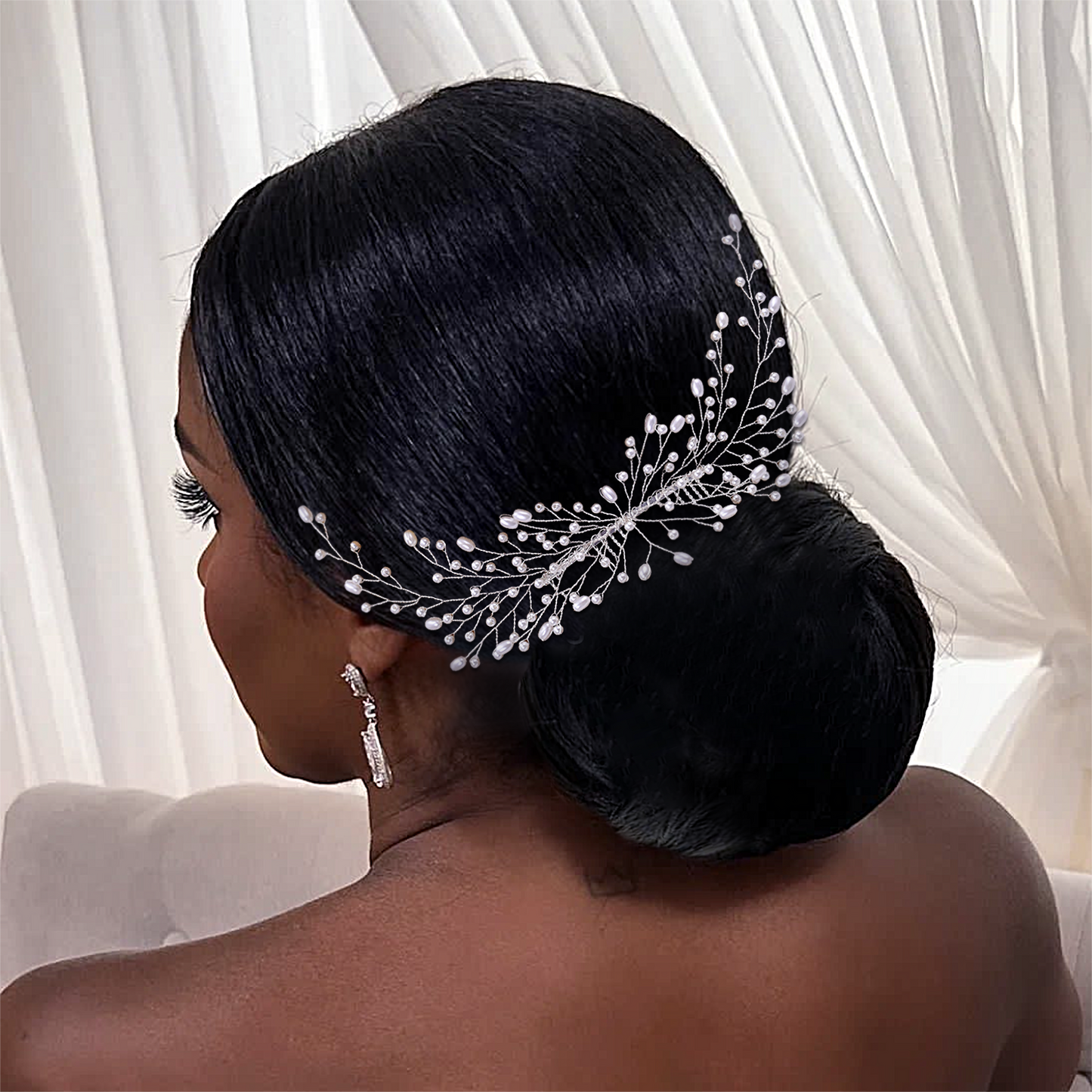 BRIDELLA BHP182 Wedding Comb Pearl Headwear Hair Clip Bride Hair Accessories Jewelry Handmade Bridal Girl Headpiece for Party