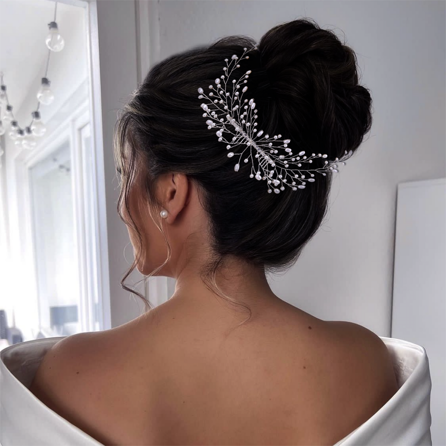 BRIDELLA BHP182 Wedding Comb Pearl Headwear Hair Clip Bride Hair Accessories Jewelry Handmade Bridal Girl Headpiece for Party