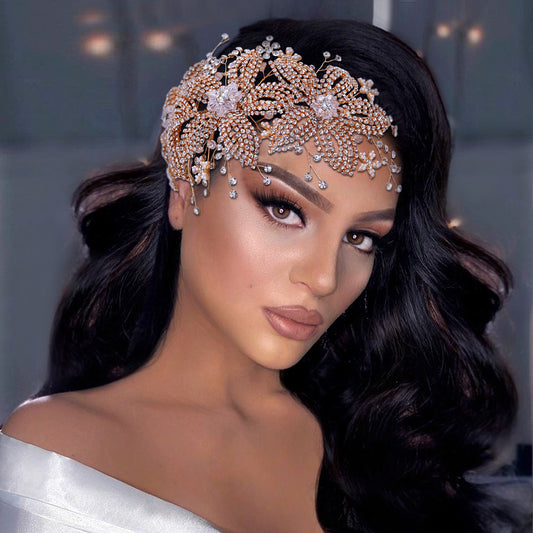 BRIDELLA BHP252 Crystal Bridal Tiara Wedding Headpiece Hair Accessories Bride Hair Jewelry Handmade Rhinestone Flower Headband