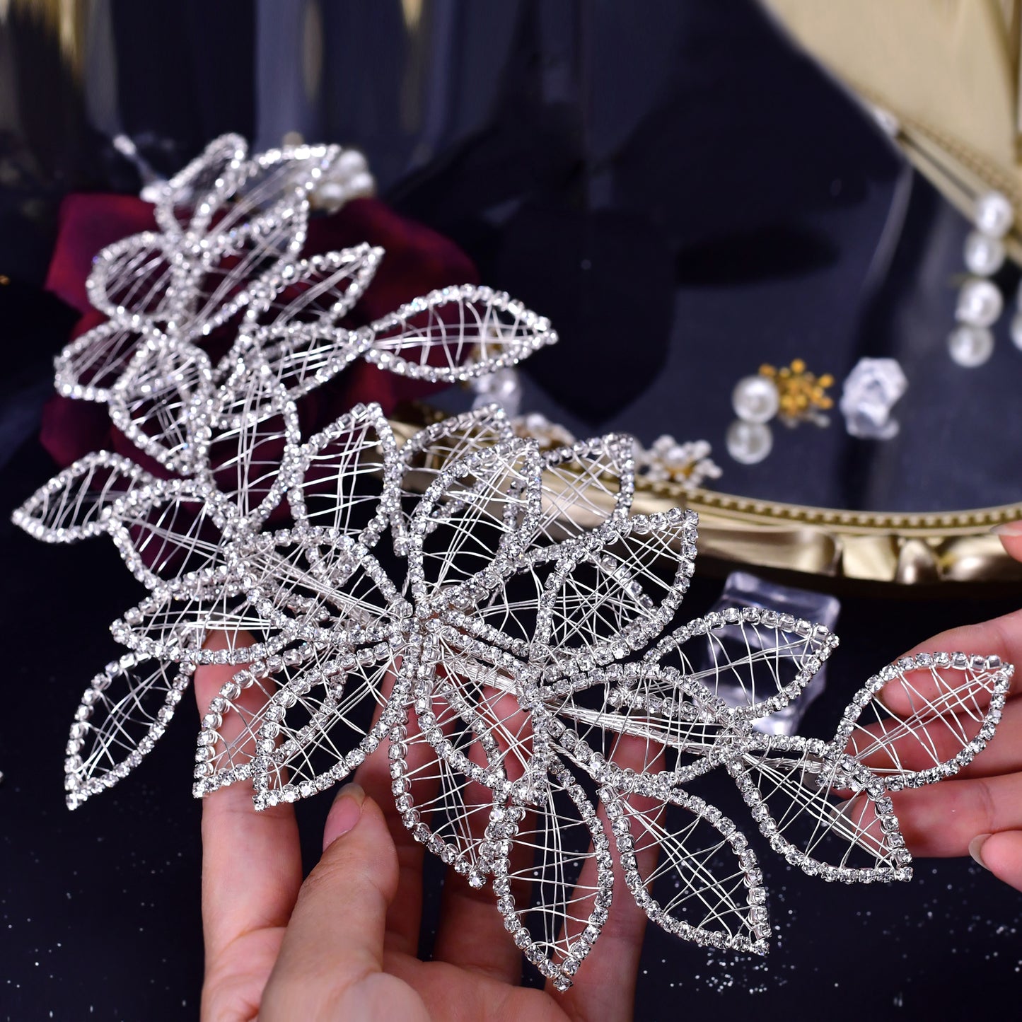 BRIDELLA BHP256-XS Handmade Bridal Crown Woman Wedding Hair Accessories Rhinestone Headpiece European Bridal Tiara and Headdress
