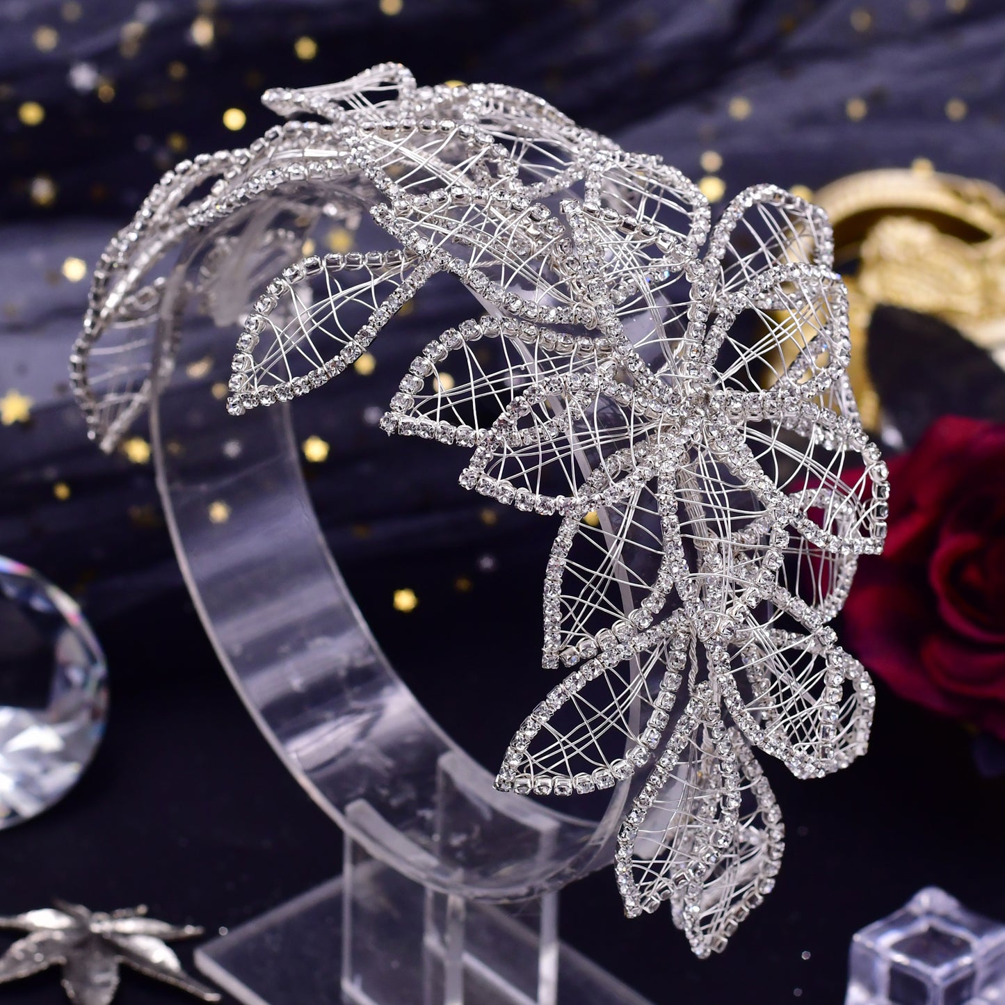 BRIDELLA BHP256-XS Handmade Bridal Crown Woman Wedding Hair Accessories Rhinestone Headpiece European Bridal Tiara and Headdress