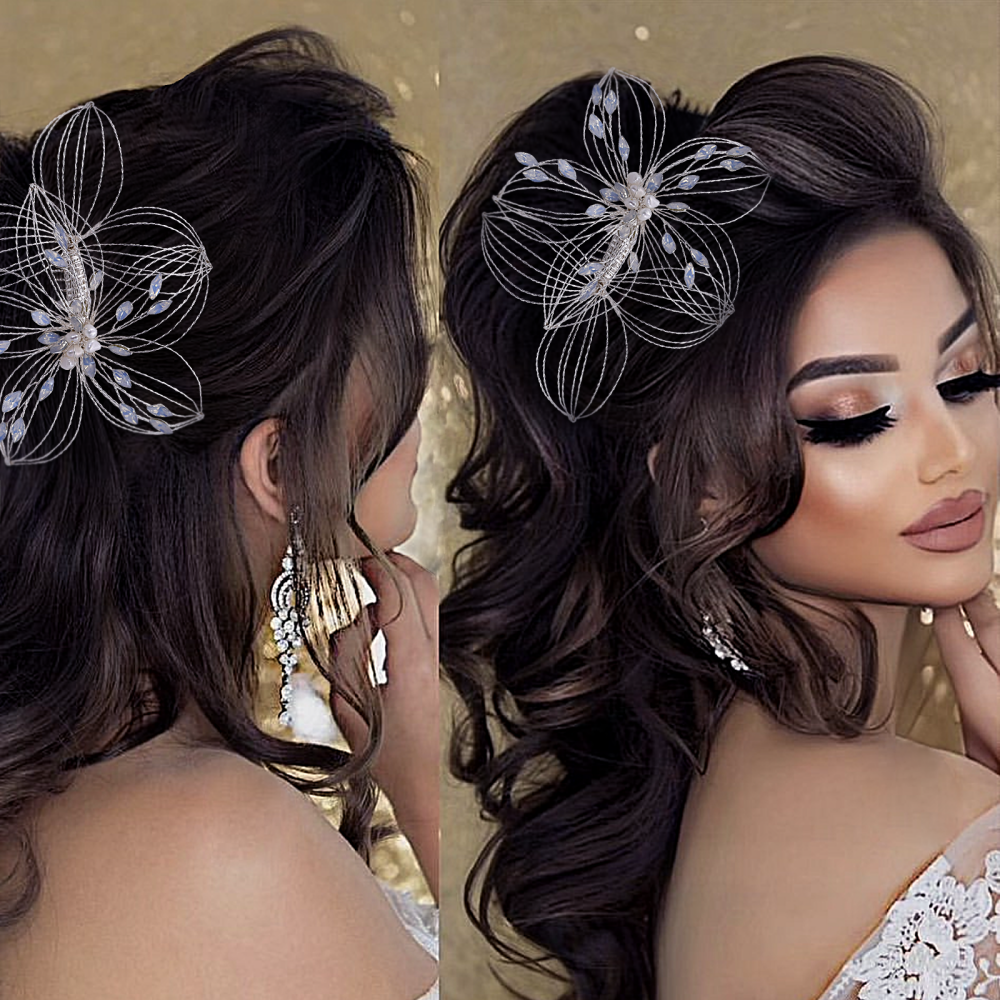 BRIDELLA BHP257 Hollow Leaf Bridal Comb Headwear Opal Rhinestone Hair Jewelry Wedding Hair Accessories Bridesmaid Bride Headdress