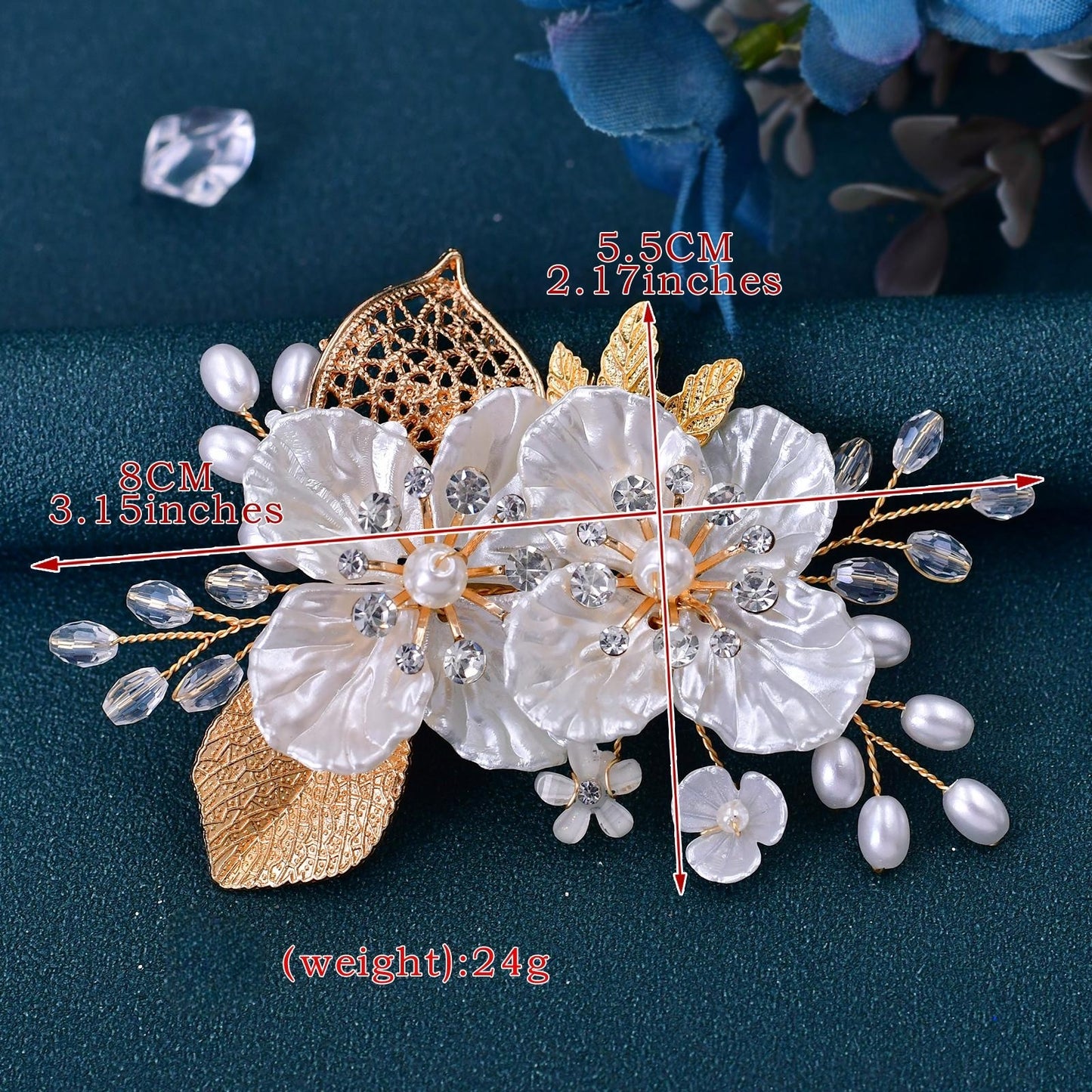 BRIDELLA BHP269 Golden Hollow Leaf Hair Clip Shell Petal Wedding Hair Accessory Handmade Bridal Headpiece Hair Clip