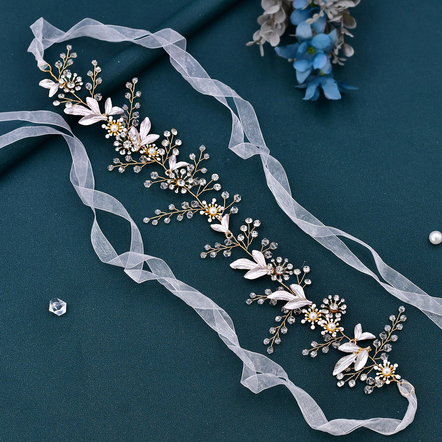 BRIDELLA BHP294 Flower Bridal Headband Elegant Wedding Headwear Bride Wedding Hair Accessories Crystal Women Headdress for Party
