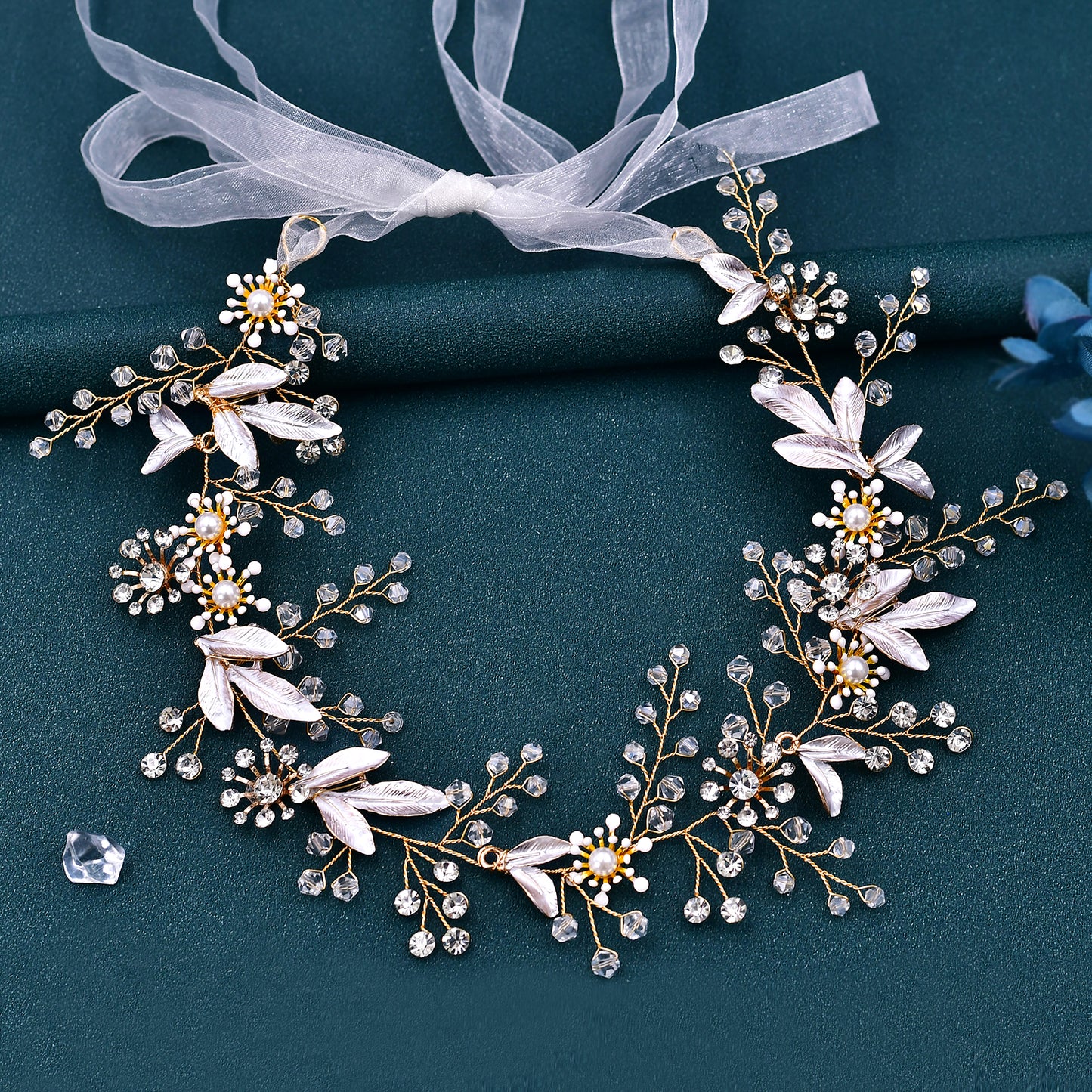 BRIDELLA BHP294 Flower Bridal Headband Elegant Wedding Headwear Bride Wedding Hair Accessories Crystal Women Headdress for Party