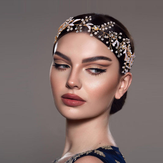BRIDELLA BHP294 Flower Bridal Headband Elegant Wedding Headwear Bride Wedding Hair Accessories Crystal Women Headdress for Party