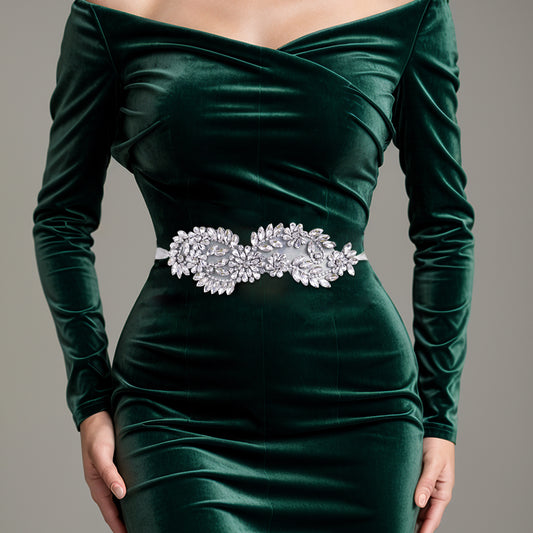 BRIDELLA BS231 Luxurious High-End Womens Rhinestone Belt Wedding Bridesmaid Glass Sparkling Diamond Shining Brightly