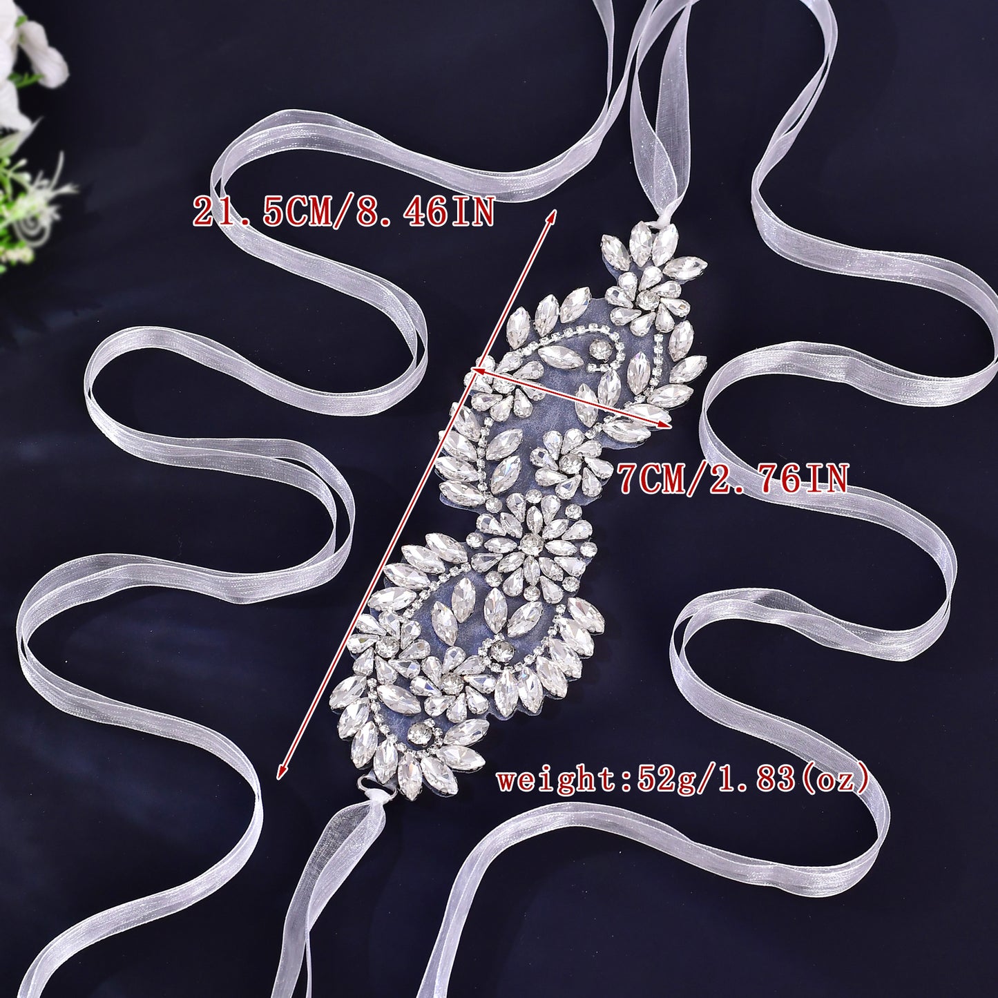 BRIDELLA BS231 Luxurious High-End Womens Rhinestone Belt Wedding Bridesmaid Glass Sparkling Diamond Shining Brightly