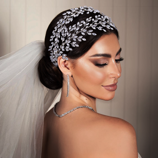 BRIDELLA BHP308 Rhinestone Headbands for Women Wedding Hair Tiara and Crown Luxury Bridal Hair Accessories Bride Headdresses