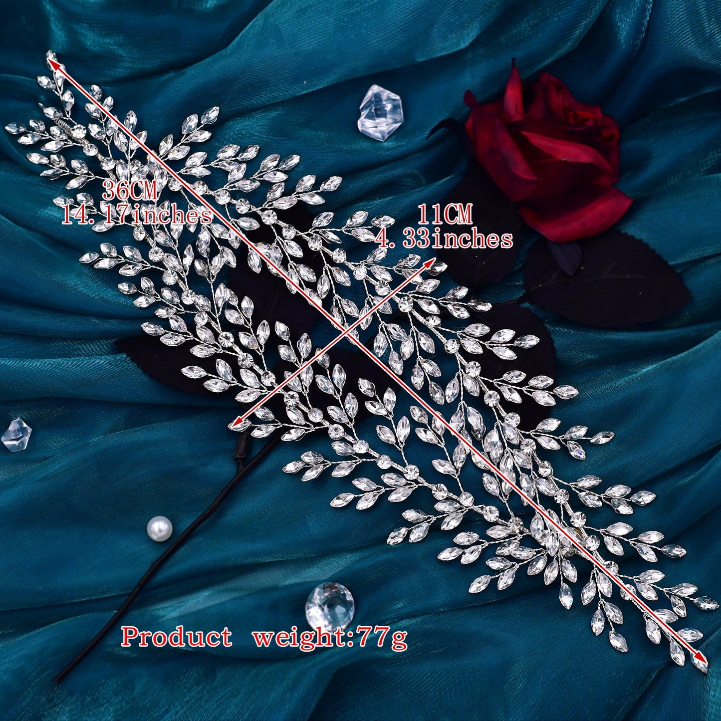 BRIDELLA BHP308 Rhinestone Headbands for Women Wedding Hair Tiara and Crown Luxury Bridal Hair Accessories Bride Headdresses
