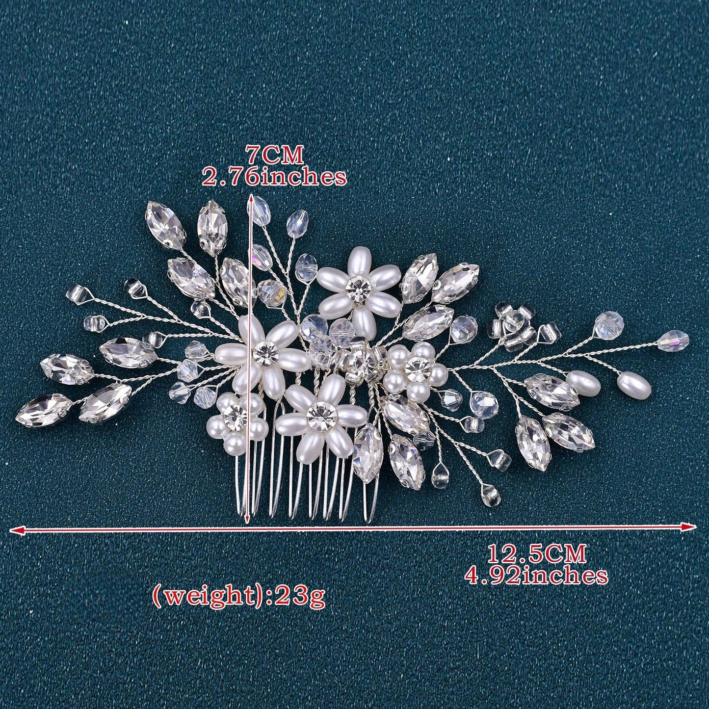 BRIDELLA BHP346 Pearl Bead Hair Comb Party Headdress Wedding Diamond Hair Comb Handmade Bridal Hair Accessory