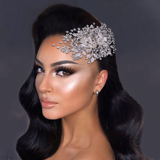 BHP352-Comb silver rhinestone hair comb