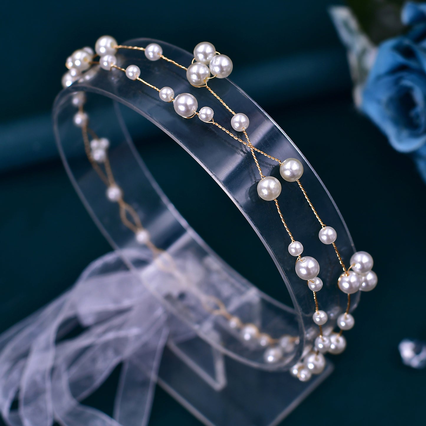 BRIDELLA BHP36 Pearls Headband for Girls Bridal Hair Accessories Woman Hair Vine Headpiece Wedding Headdress Bridesmaids Gift