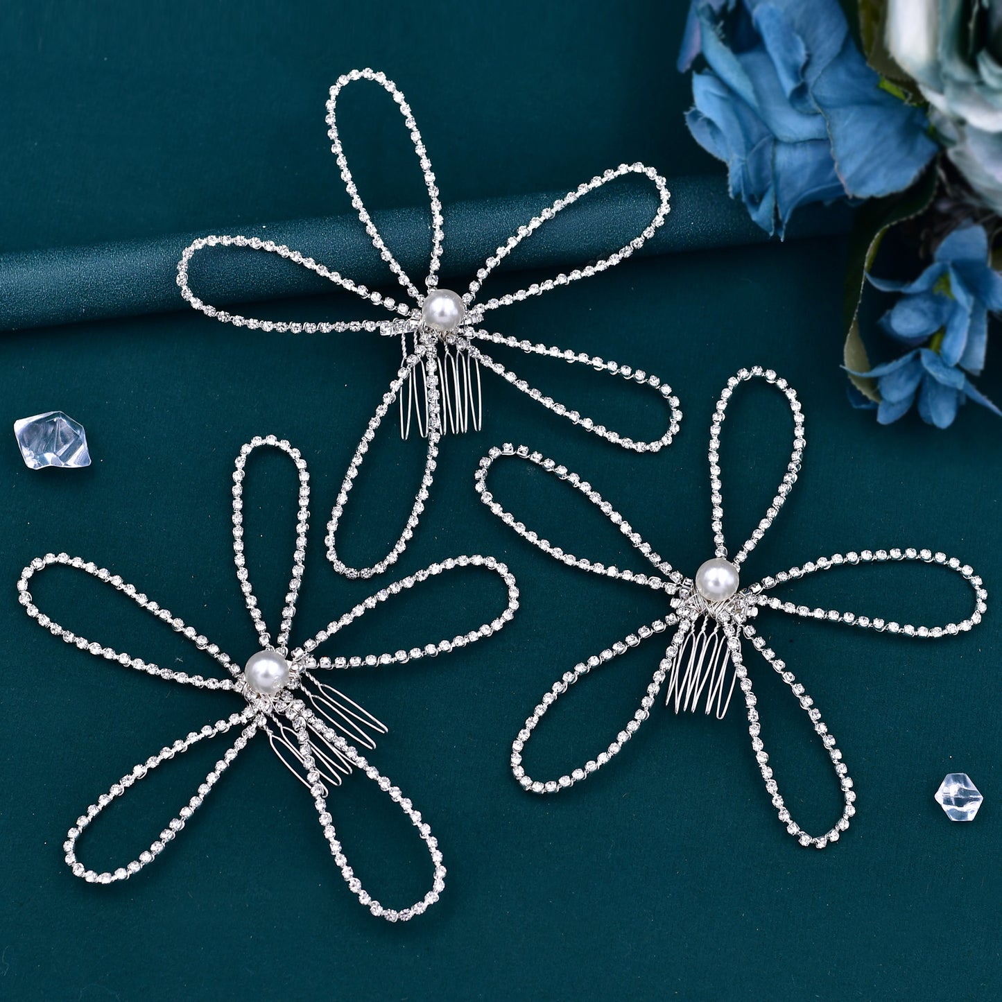 BRIDELLA BHP367 Rhinestones Combs for Woman Wedding Headdress Bridal Hair Clip Hair Accessories for Party Bridesmaid Bride Comb