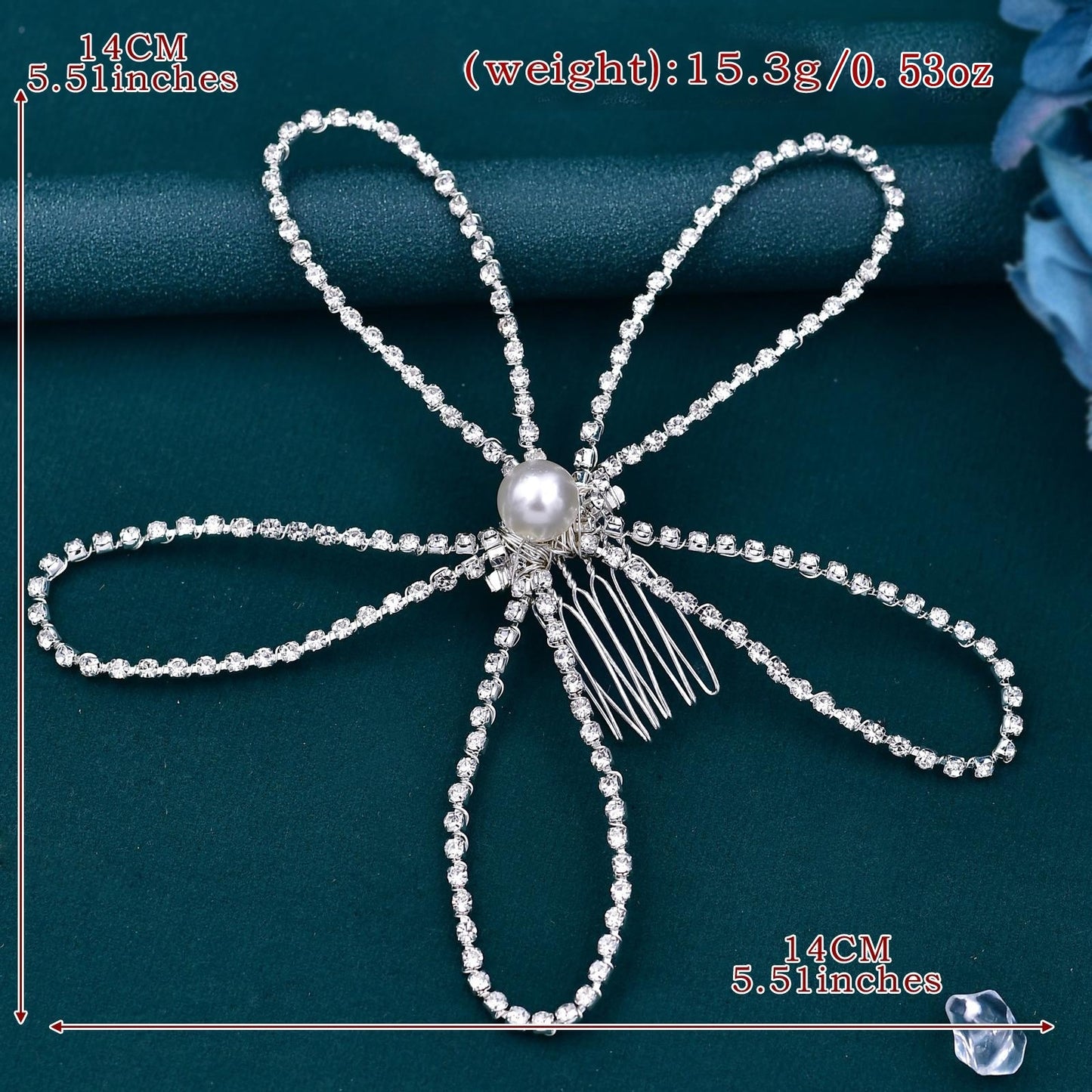 BRIDELLA BHP367 Rhinestones Combs for Woman Wedding Headdress Bridal Hair Clip Hair Accessories for Party Bridesmaid Bride Comb