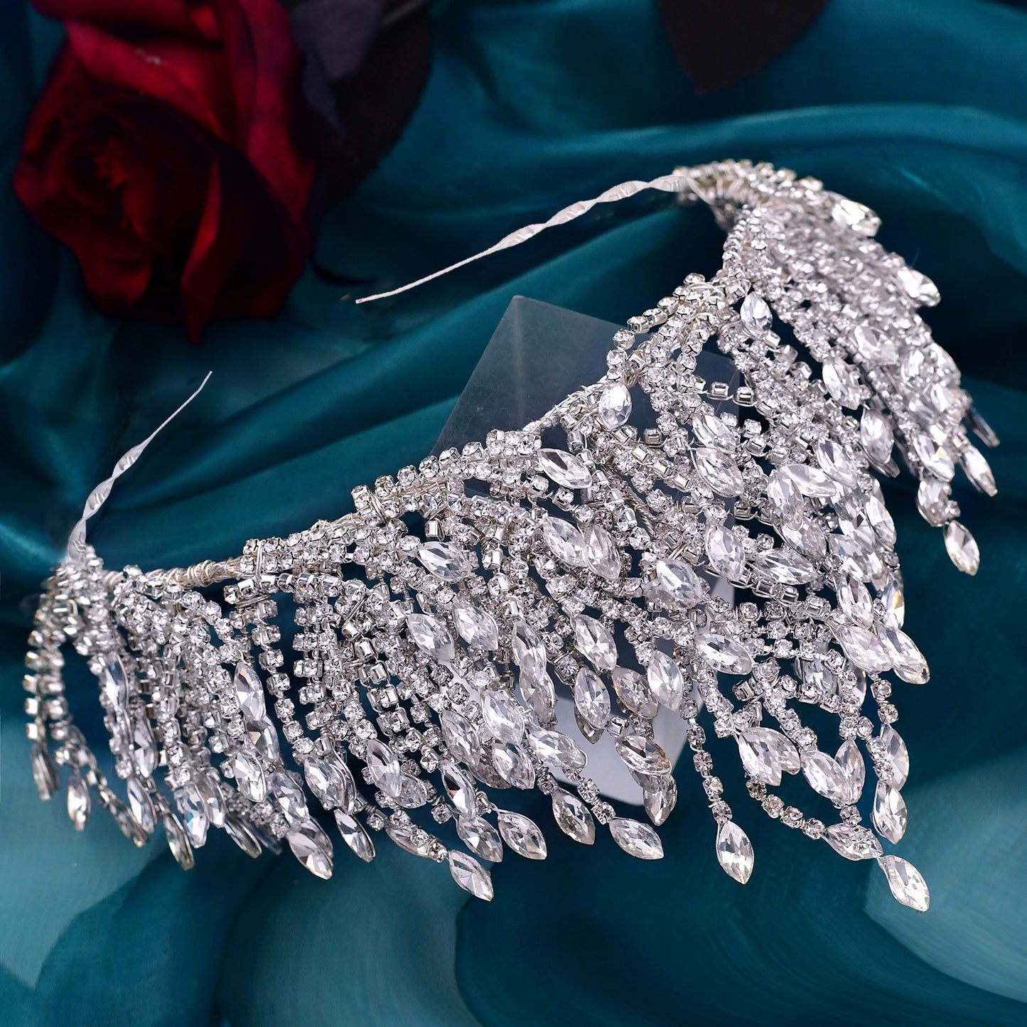 BRIDELLA BHP374 Wedding Tiara Rhinestone Headband Bridal Crown Woman Hair Ornaments Wedding Hair Accessories Brides Headdress