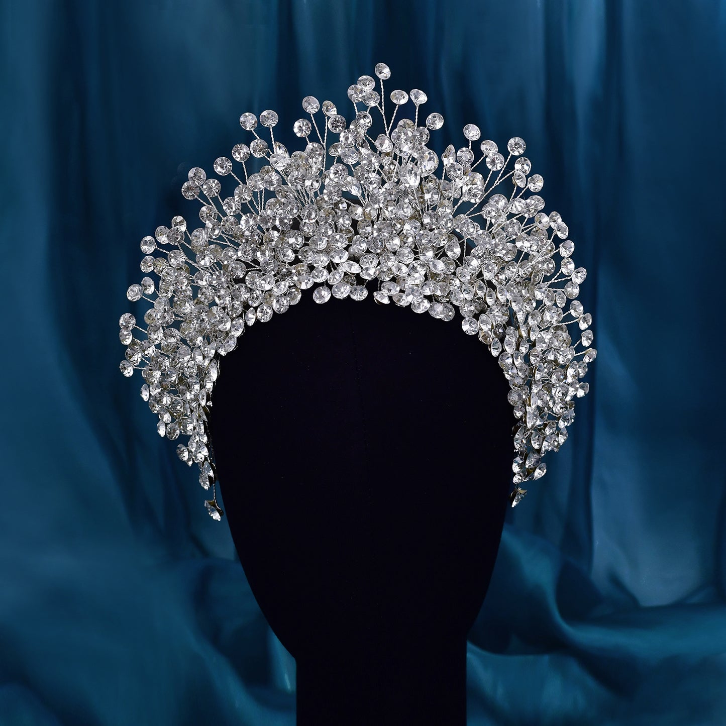 BRIDELLA BHP376 Luxury Crystal Hairpiece for Bridal Wedding Sparking Rhinestone Crown Handmade Woman Jewelry Tara