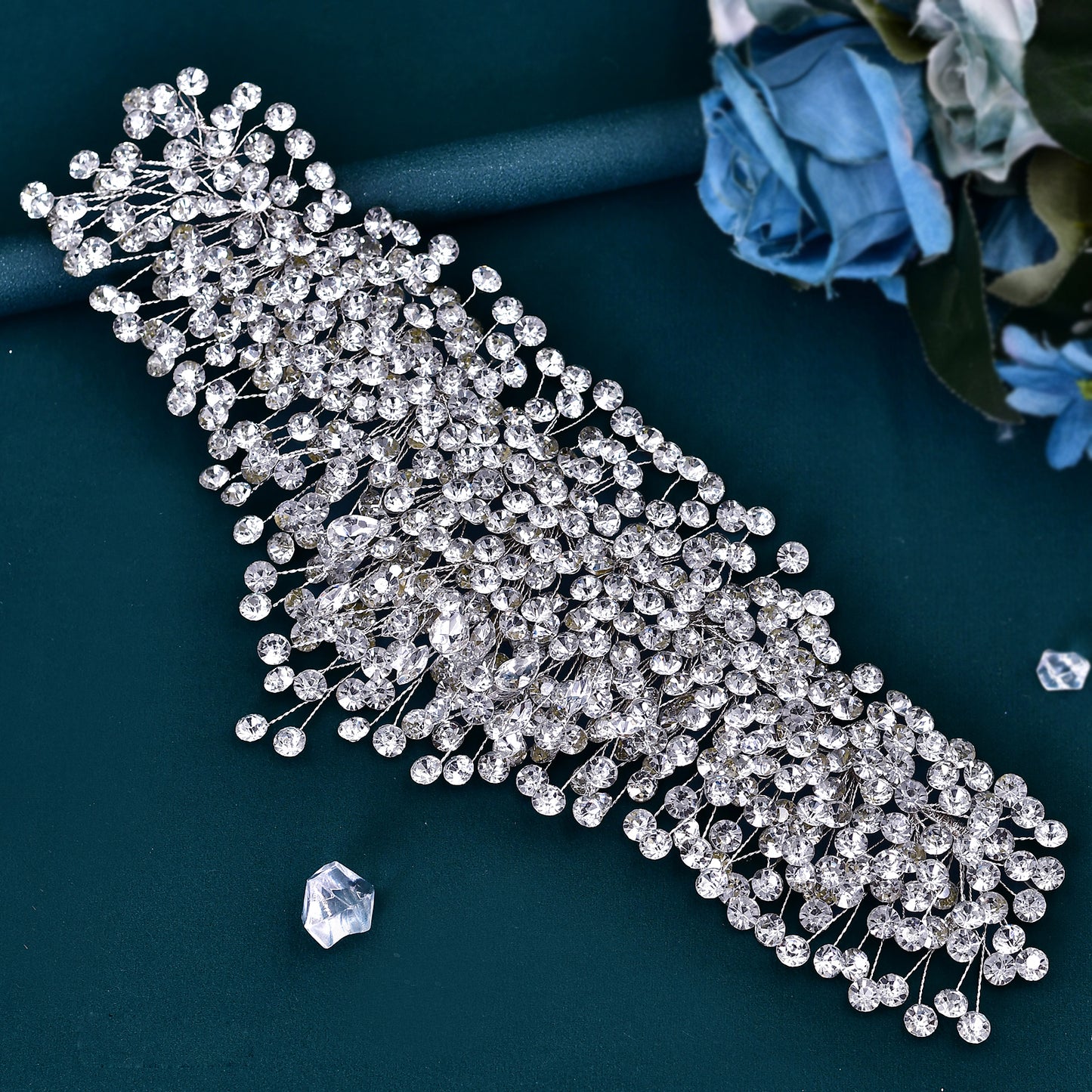 BRIDELLA BHP376 Luxury Crystal Hairpiece for Bridal Wedding Sparking Rhinestone Crown Handmade Woman Jewelry Tara
