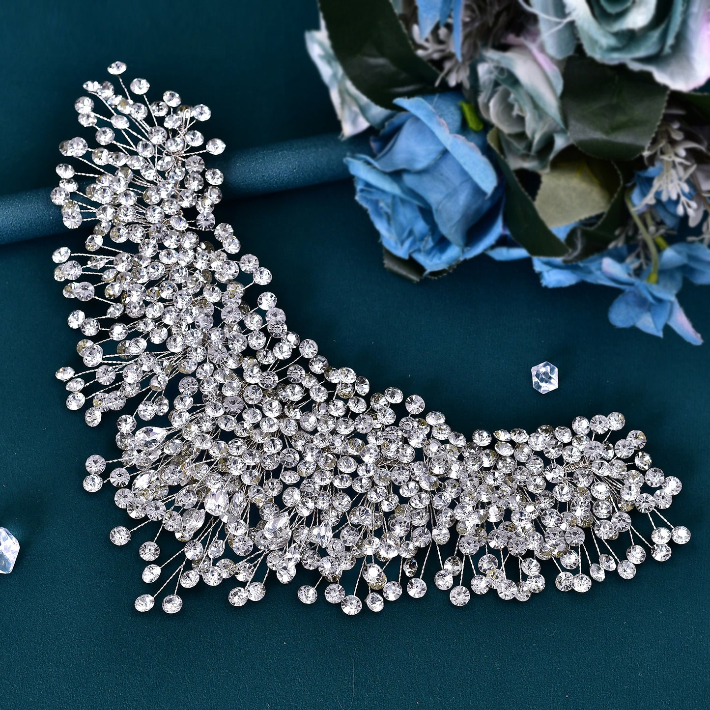 BRIDELLA BHP376 Luxury Crystal Hairpiece for Bridal Wedding Sparking Rhinestone Crown Handmade Woman Jewelry Tara