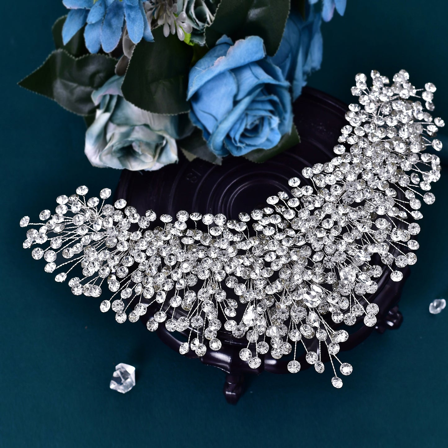 BRIDELLA BHP376 Luxury Crystal Hairpiece for Bridal Wedding Sparking Rhinestone Crown Handmade Woman Jewelry Tara