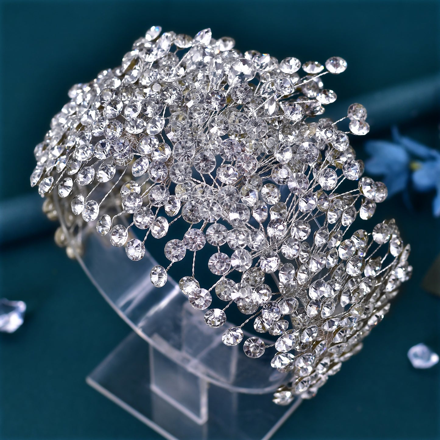 BRIDELLA BHP376 Luxury Crystal Hairpiece for Bridal Wedding Sparking Rhinestone Crown Handmade Woman Jewelry Tara