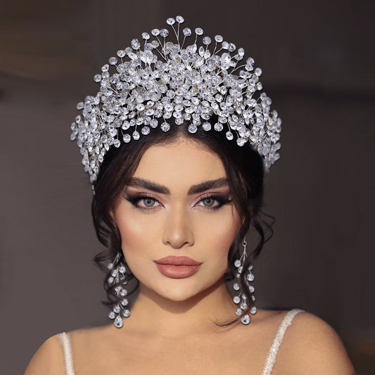 BRIDELLA BHP376 Luxury Crystal Hairpiece for Bridal Wedding Sparking Rhinestone Crown Handmade Woman Jewelry Tara