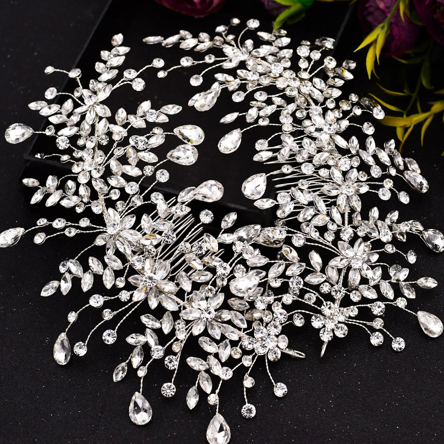 BRIDELLA BHP379 Crystal Wedding Comb Bride Tiaras and Crown for Bridal Headpiece Women Rhinestones Hair Accessories