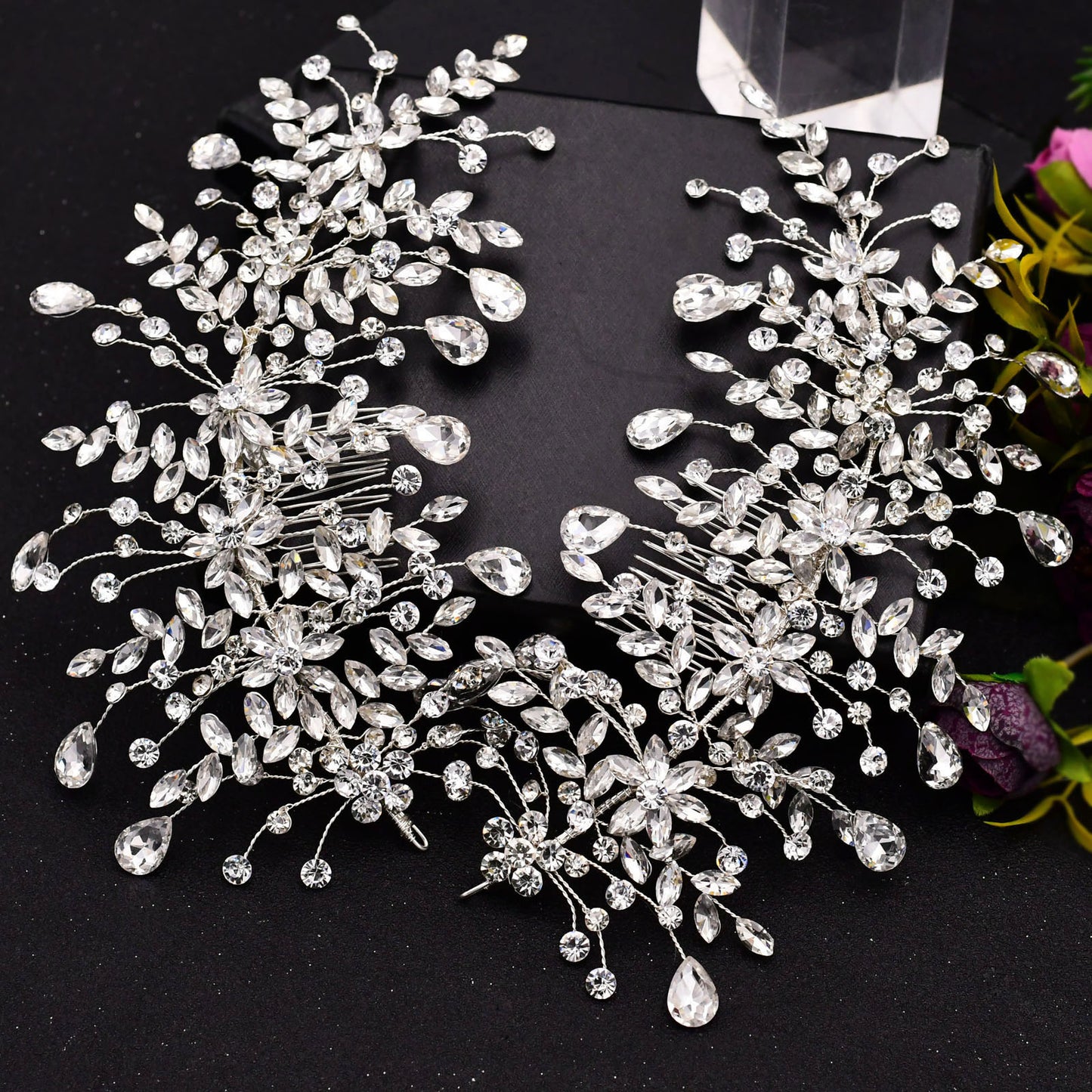 BRIDELLA BHP379 Crystal Wedding Comb Bride Tiaras and Crown for Bridal Headpiece Women Rhinestones Hair Accessories