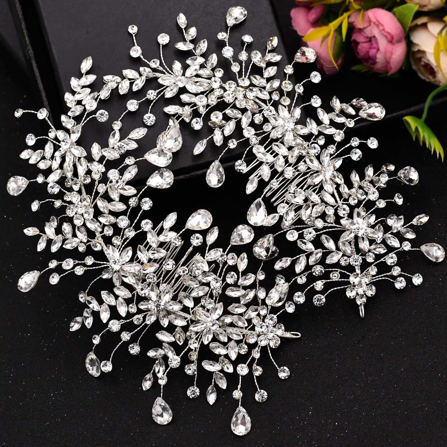 BRIDELLA BHP379 Crystal Wedding Comb Bride Tiaras and Crown for Bridal Headpiece Women Rhinestones Hair Accessories