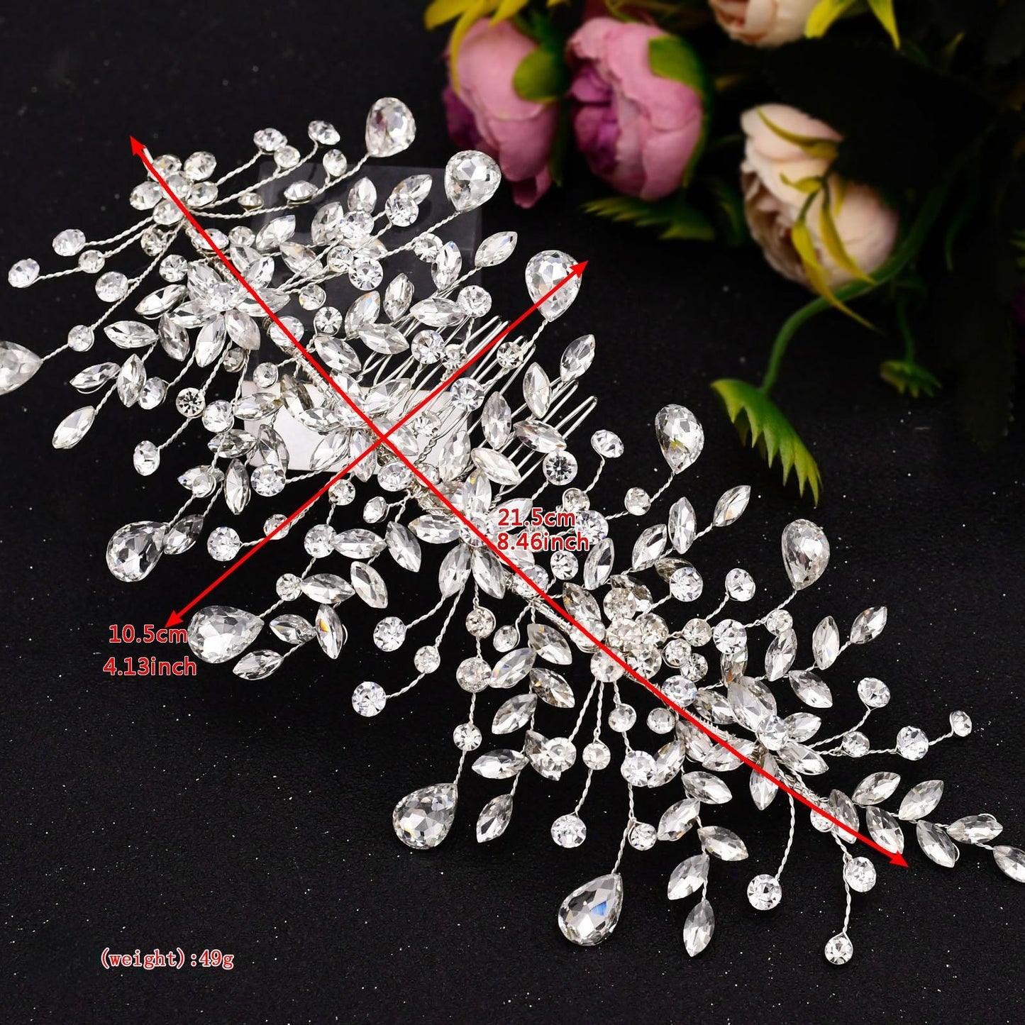 BRIDELLA BHP379 Crystal Wedding Comb Bride Tiaras and Crown for Bridal Headpiece Women Rhinestones Hair Accessories