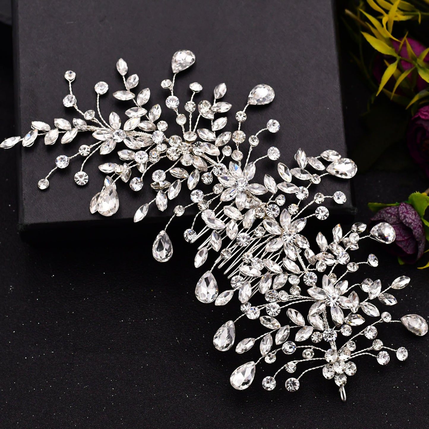 BRIDELLA BHP379 Crystal Wedding Comb Bride Tiaras and Crown for Bridal Headpiece Women Rhinestones Hair Accessories