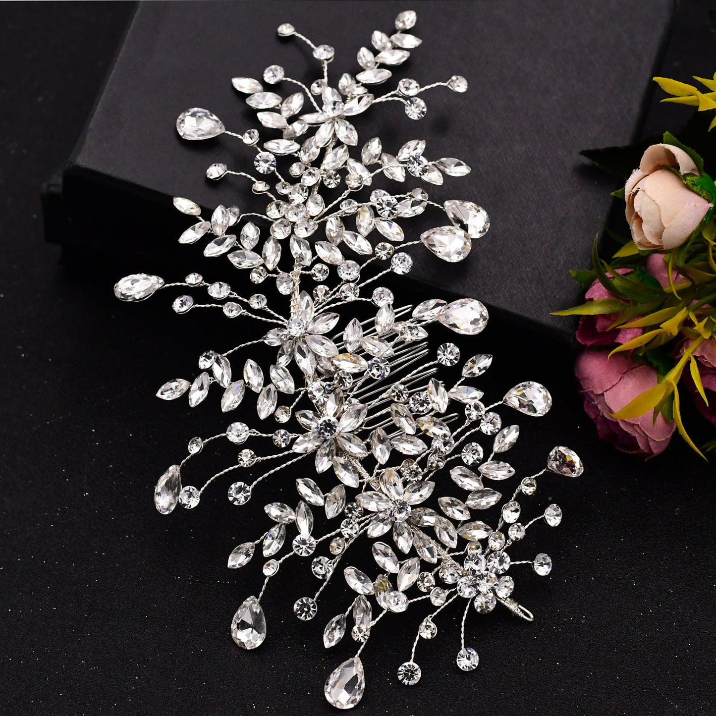 BRIDELLA BHP379 Crystal Wedding Comb Bride Tiaras and Crown for Bridal Headpiece Women Rhinestones Hair Accessories