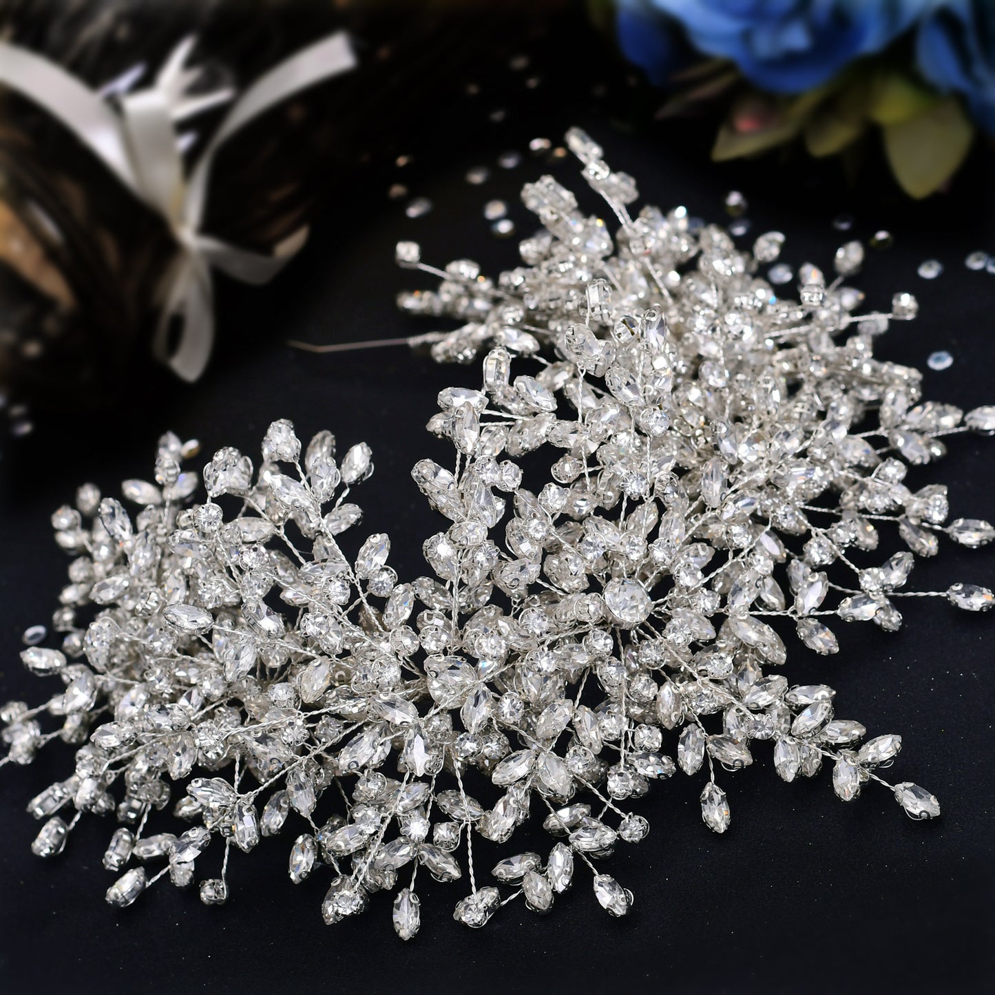 BRIDELLA BHP385 Luxury Rhinestone Hairband Bridal Wedding Jewelry Accessories Handmade Sparkling Crystal Woman Headwear