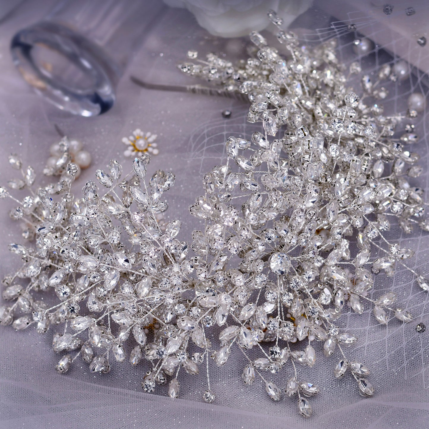 BRIDELLA BHP385 Luxury Rhinestone Hairband Bridal Wedding Jewelry Accessories Handmade Sparkling Crystal Woman Headwear