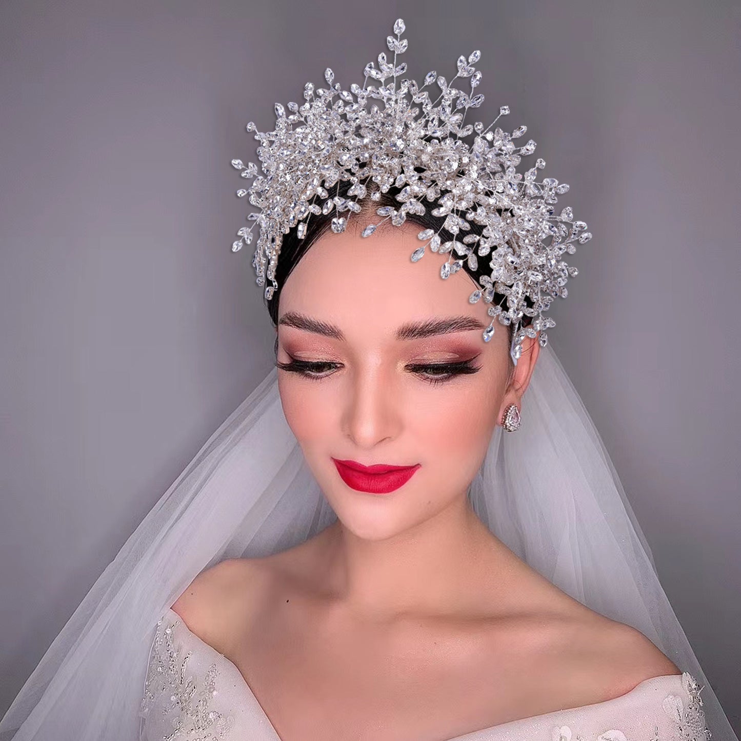 BRIDELLA BHP385 Luxury Rhinestone Hairband Bridal Wedding Jewelry Accessories Handmade Sparkling Crystal Woman Headwear